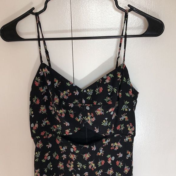 Bailey 44 Black Pink Floral Cutout Midi Dress - Picture 4 of 8